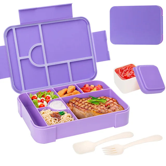 boîte lunch bento rectangulaire compartimentée étanche poignées motifs licornes enfant