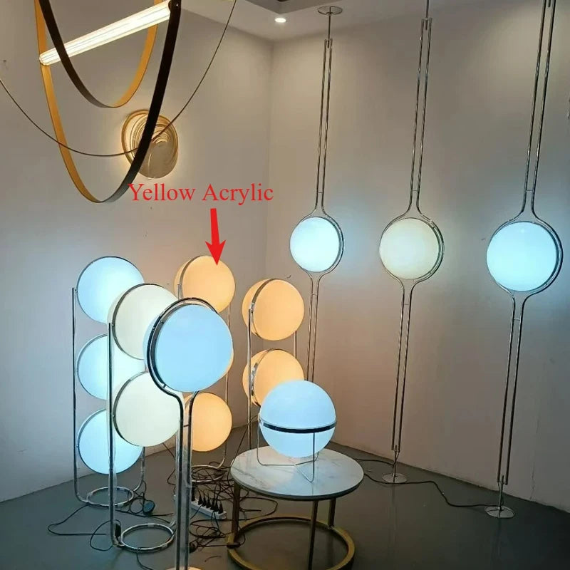 lampe sol moderne sphères blanc jaune translucides décoration intérieure chambre salon