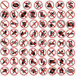 autocollants graphiques interdits panneau noir blanc icônes simples 63 pièces