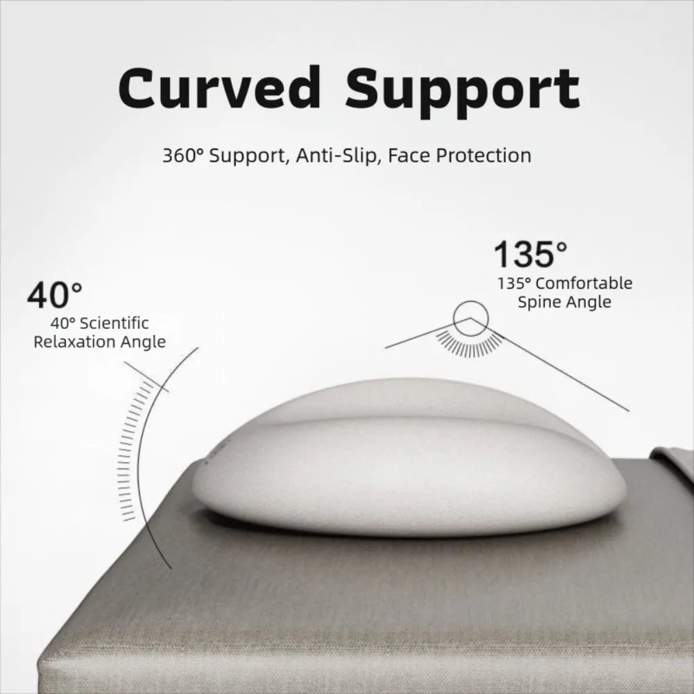 coussin tête face mousse mémoire forme concave polyester coton doux gris ergonomique lit adultes