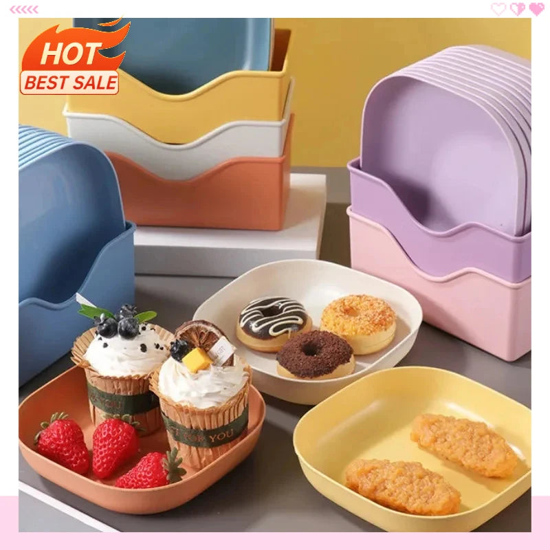 assiettes réutilisables bleu rose vert modernes empilables transparentes opaques lisses minimalistes