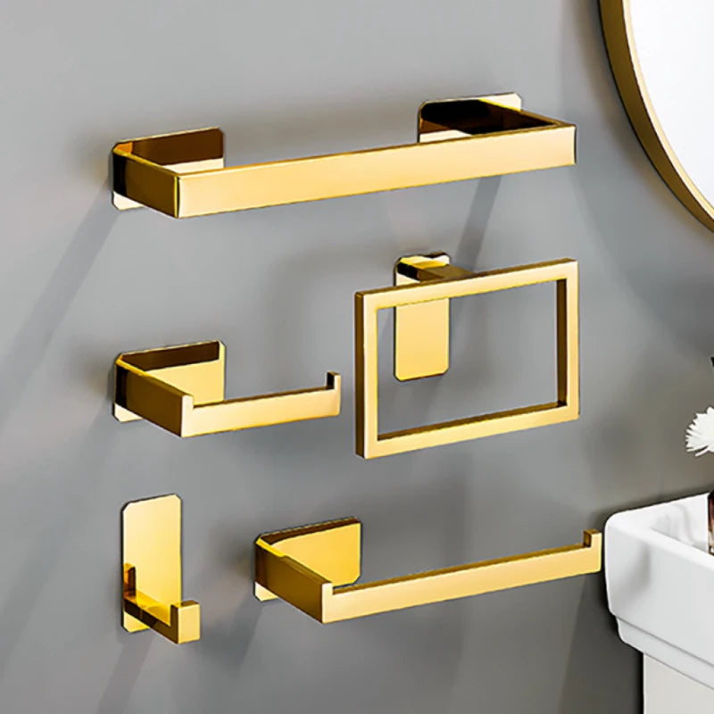 accessoires salle bain porte serviettes porte papier adhésif moderne doré minimaliste sans perçage ensemble