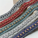 ruban décoratif dentelle polyester 2cm noir gris rouge bleu violet motif circulaire classique partie