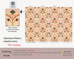 papier peint fleurs stylisées art déco beige rose noir résistant humidité autocollant chambre cuisine