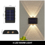 lampe murale solaire extérieure led up down 10 led moderne panneau solaire texturé murale