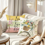 housse coussin floral inspirant moderne polyester peachskin 40x40 45x45 50x50 60x60 opaque motifs fleurs