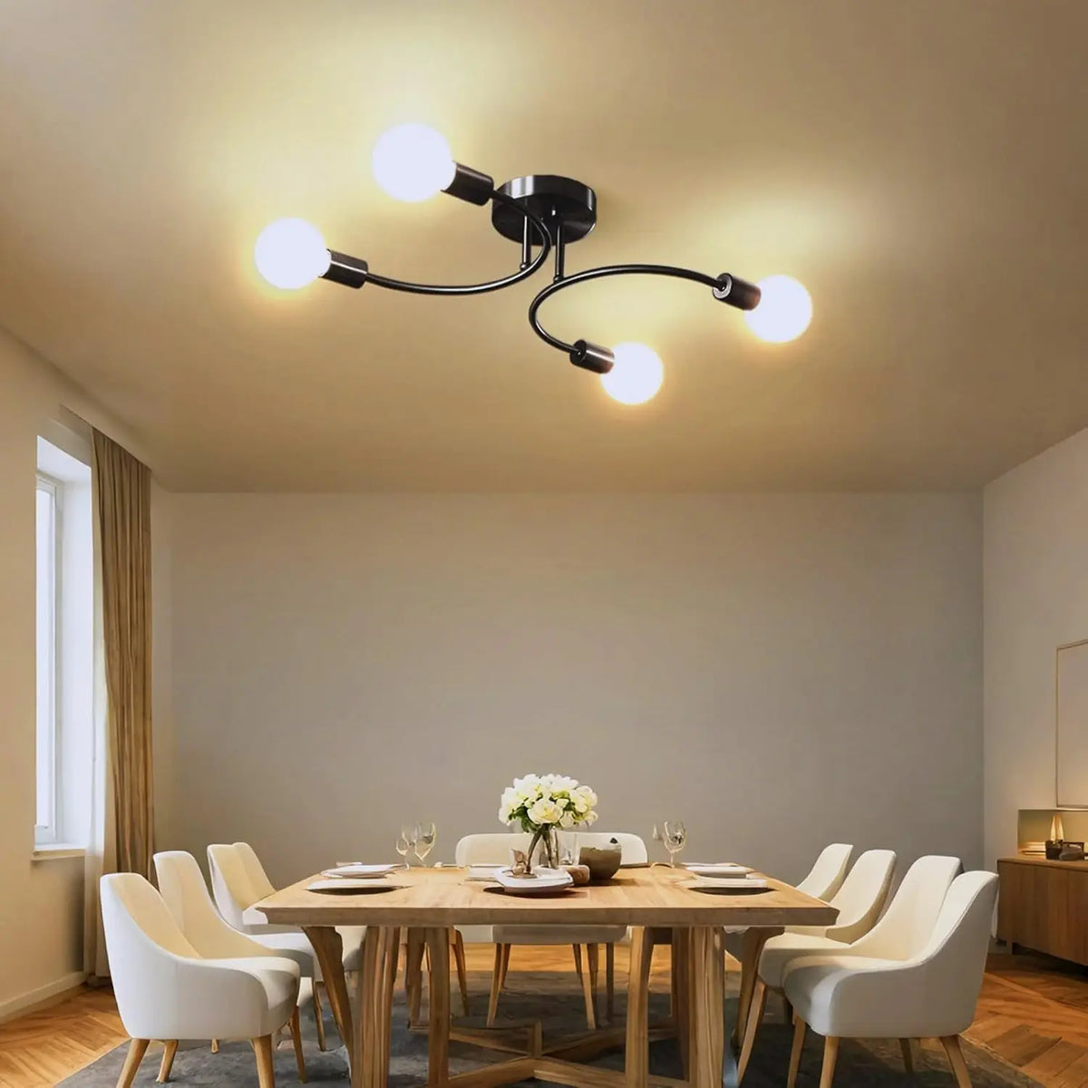 plafonnier moderne noir or élégant ampoules cuisine chambre contemporain
