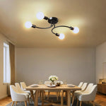 plafonnier moderne noir or élégant ampoules cuisine chambre contemporain