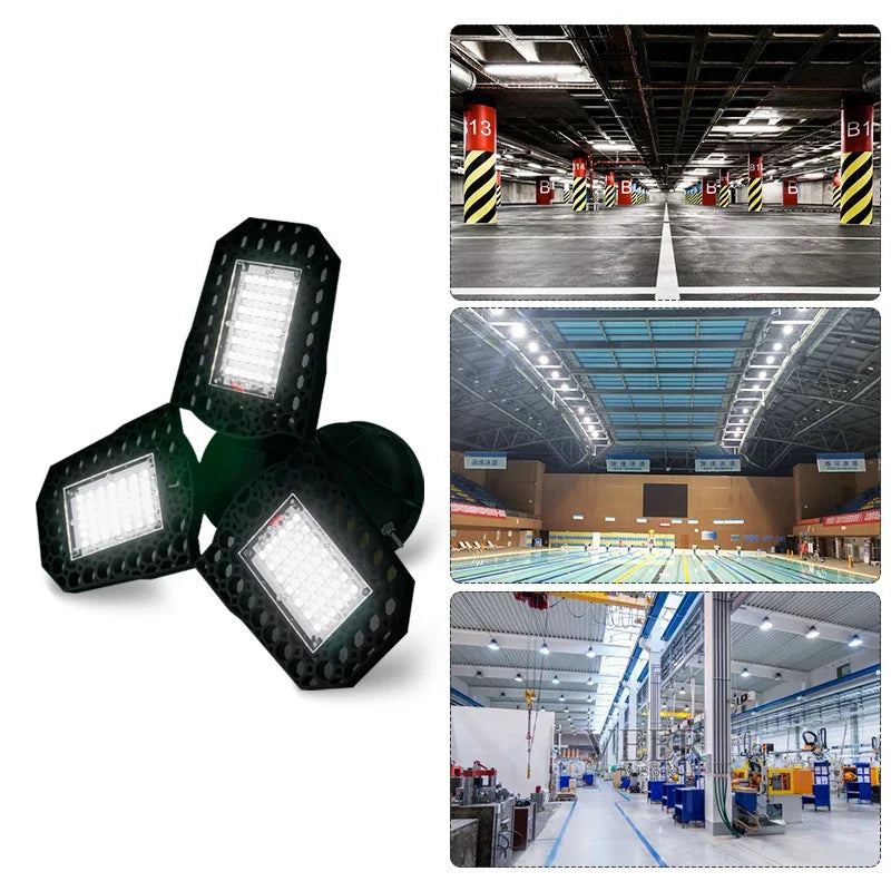 lampe led industrielle 40w 60w 80w noir grille hexagonale moderne