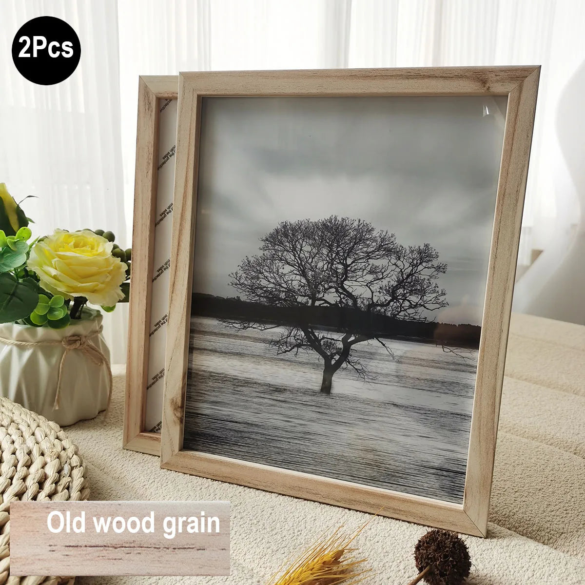 cadre photo bois naturel classique 10x15cm 15x20cm 20x59cm pièces texture arbre noir blanc