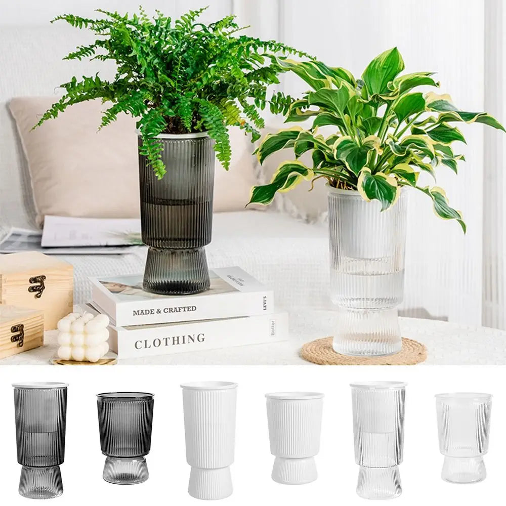 vases modernes transparents opaques fleurs sans eau plantes succulentes rayures verticales blanc gris fumé