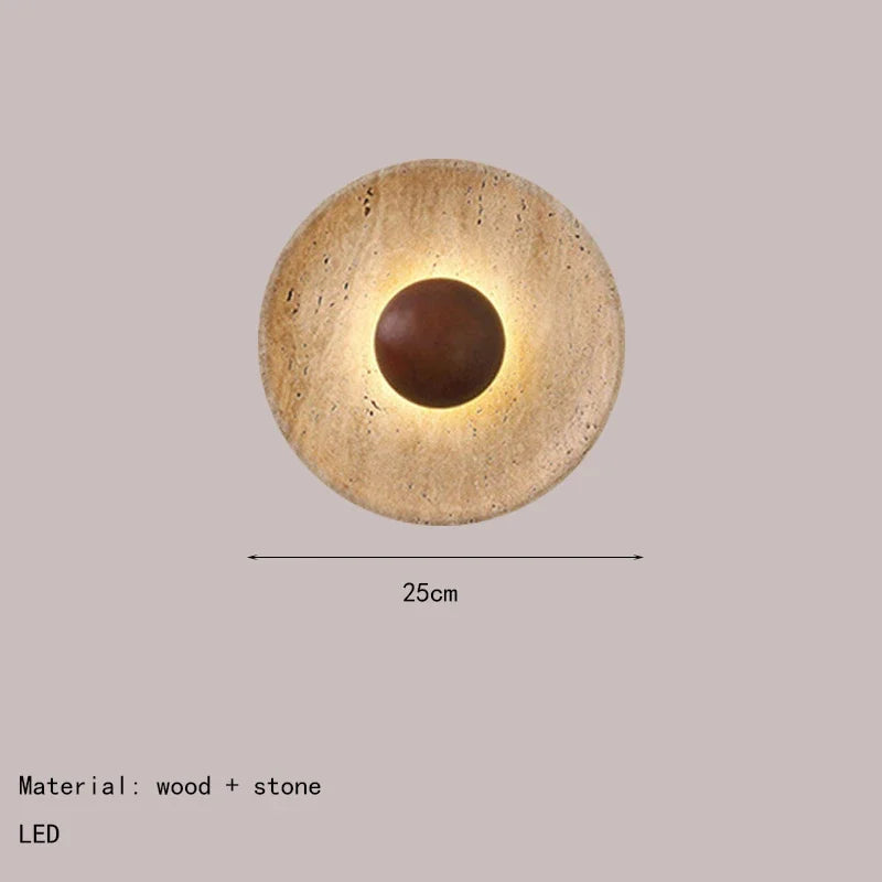 applique murale moderne pierre naturelle marron clair éclairage quotidien 25cm led salle manger chambre