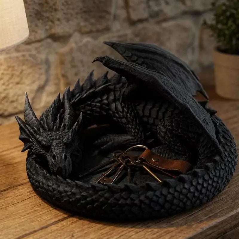organisateur dragon blanc noir éclatées détails sculptés rangement bijoux fantaisie médiéval