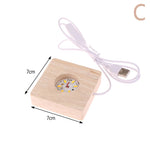 support lumière led plaque bois finition lisse moderne batterie aaa diodes jaunes usb minimaliste