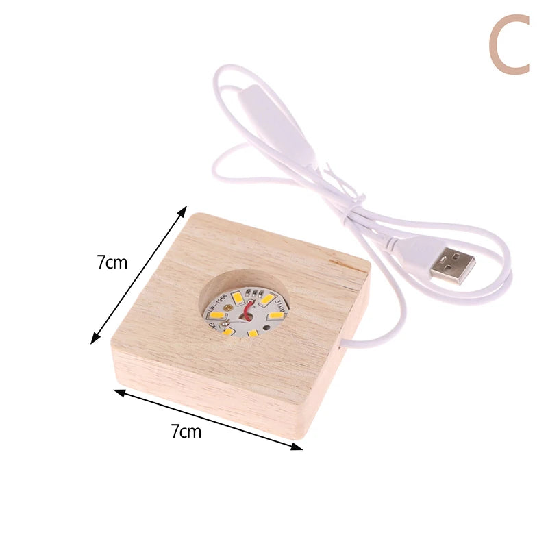 support lumière led plaque bois finition lisse moderne batterie aaa diodes jaunes usb minimaliste