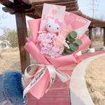bouquet fleurs artificielles rose blanches hello kitty coeurs romantique décoration intérieur anniversaire mariage