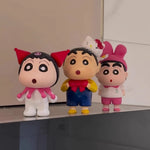 figurines anime personnages blanc rose bleu jaune noir cartoon