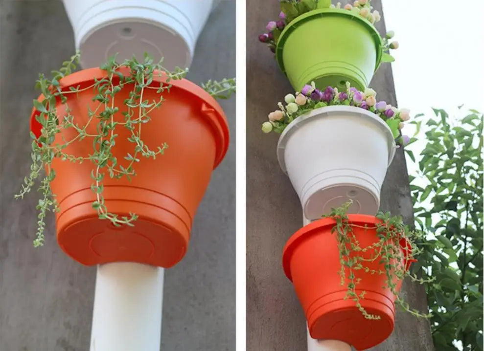 pots fleurs suspendus muraux plastique orange blanc vert réglables moderne minimaliste