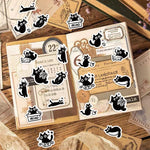rubans adhésifs décoratifs chats mignons blancs noirs autocollants cartoonaux imperméables 500 pièces