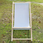 chaise longue pliable bois massif toile rayée plateau d'appoint plage