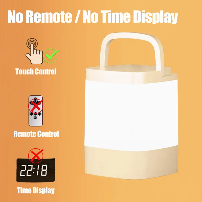lampe chevet rechargeable led beige blanche ombre douce minimaliste affichage heure télécommande port usb