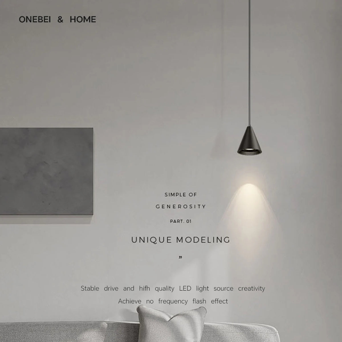 lampe suspendue conique moderne blanc noir flux lumineux élevé autonome minimaliste aluminium