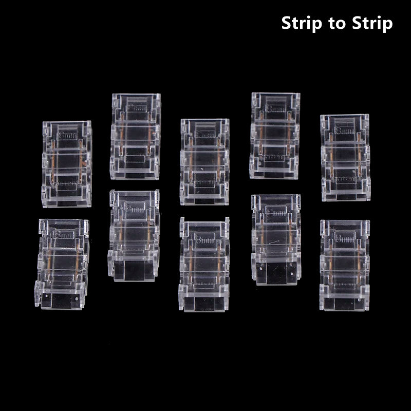 connecteur ruban led transparent clips dorés moderne pratique 24v 8mm