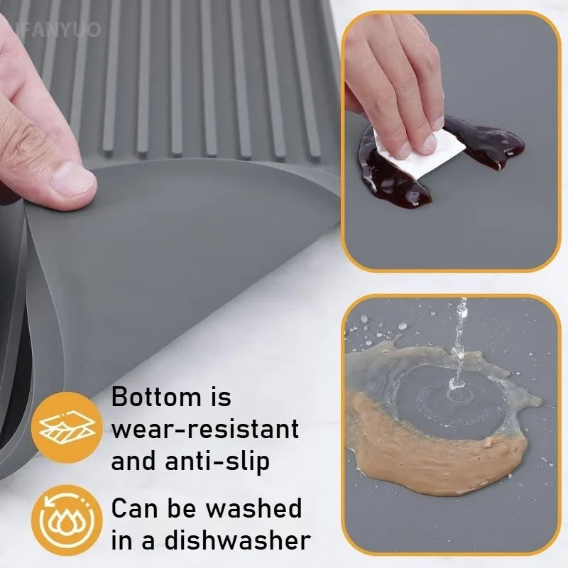 tapis protection machine gris rides horizontales silicone antidérapant moderne drainage absorbant vaisselle cuisine