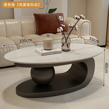 table basse ovale bois gris moderne meuble salon minimaliste tiroir rangement maison