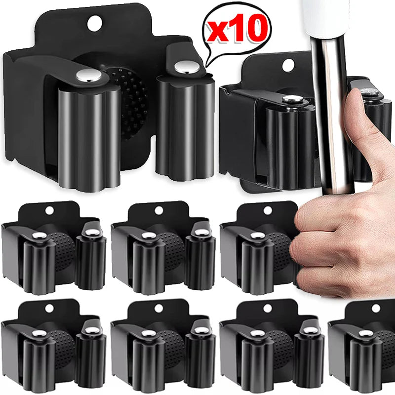 support mural balai acier inoxydable noir vis moderne organisation rangementintérieur 10pcs