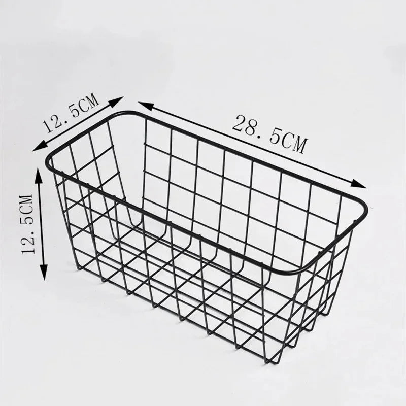 panier métallique noir grille minimaliste clips rangement cuisine chambre