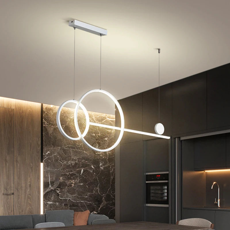suspension lumineuse led contemporaine noir blanc doré géométrique minimaliste