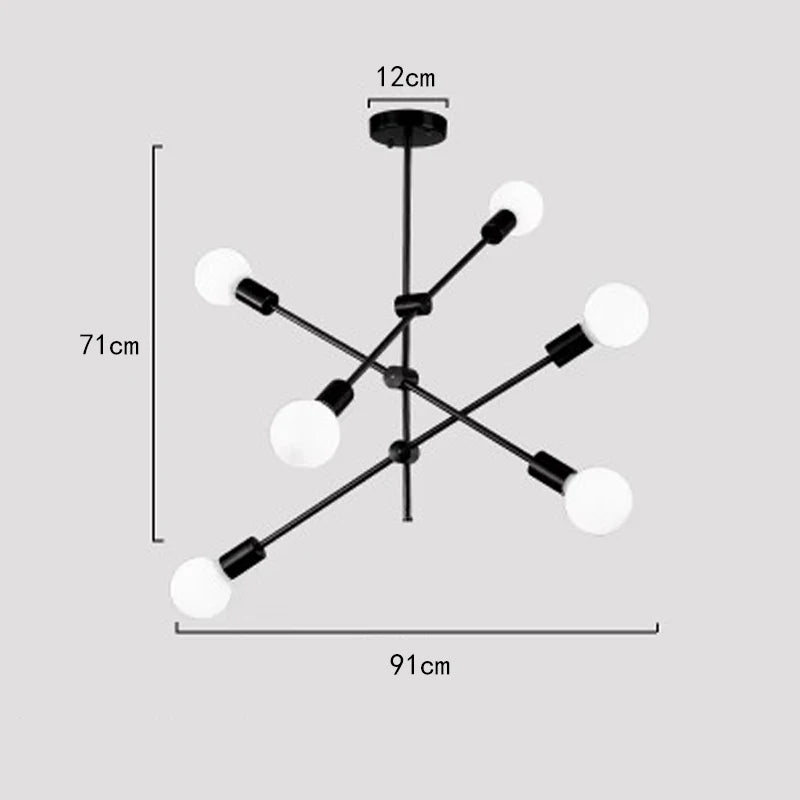 chandelier moderne or noir led suspension salon cuisine industrielle minimaliste