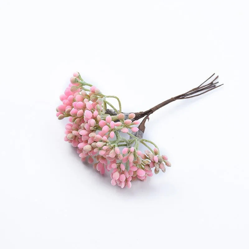 bouquets artificiels naturels vintage extérieurs branches accrochées fleurs boutons vert doré argenté rose six