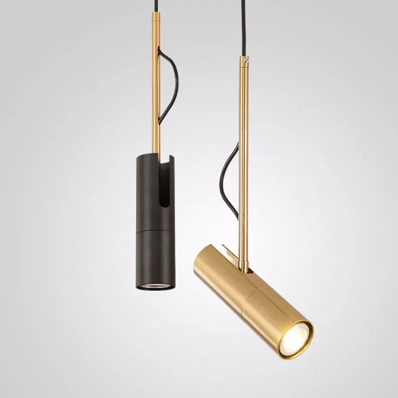 lampe suspendue moderne blanc noir or rond cylindrique câble salon chambre étude