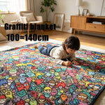 couverture coloriage enfant multicolore graffiti animaux créative daim polyester lavable DIY