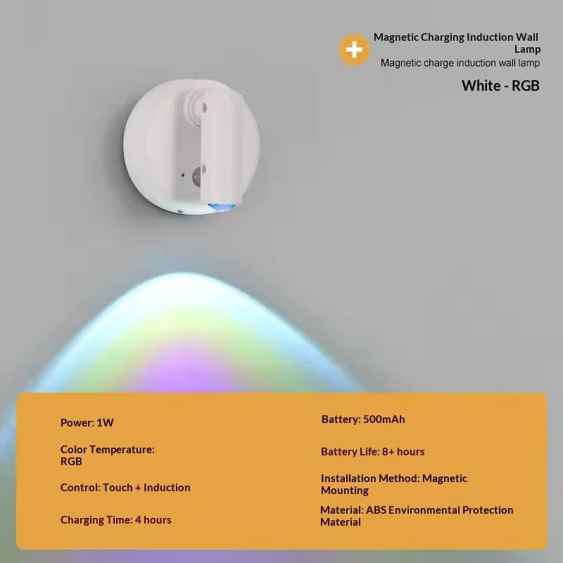 Spot lumineux led noir blanc rechargeable usb adhésif tactile couleur infrarouge moderne minimaliste