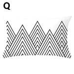 coussins géométriques motifs mandalas modernes polyester noir blanc minimaliste 30x50cm