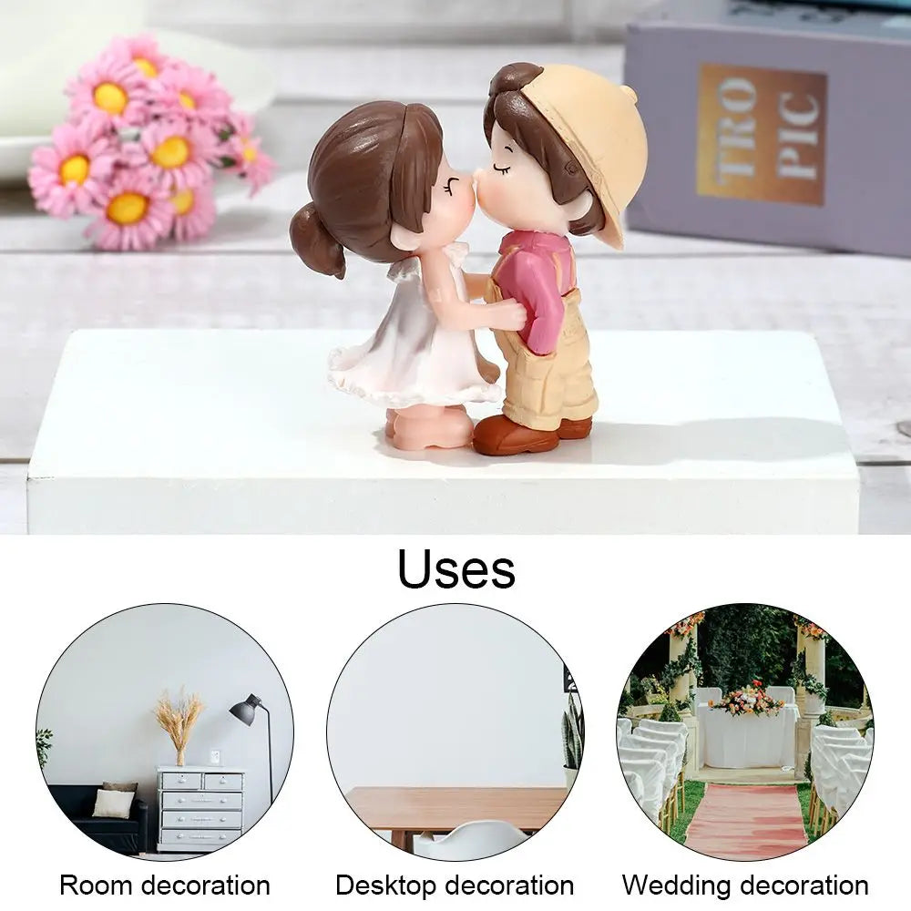figurines couple cartoon blanc bleu décoration intérieure extérieure amoureux stylisées ornement maison jardin