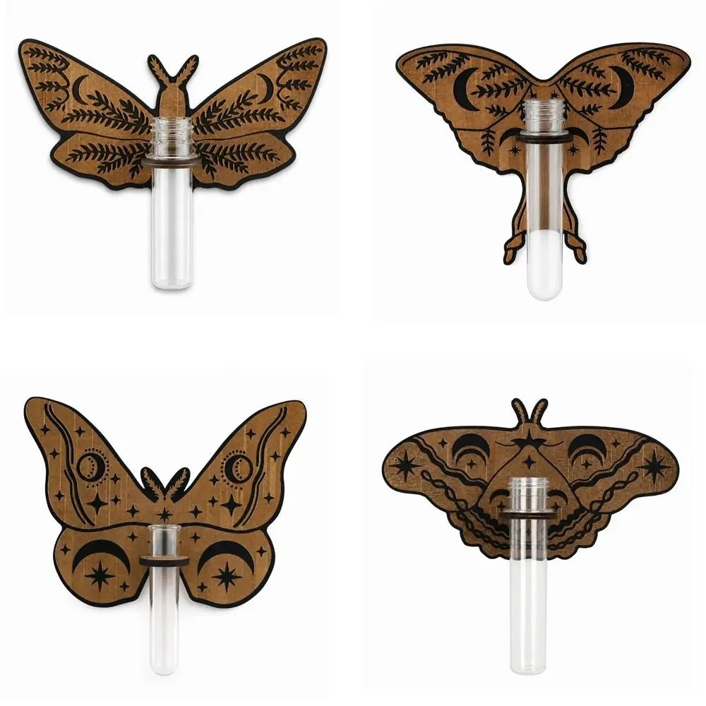 support mural boho chic plante papillon floral clips marron vert transparent
