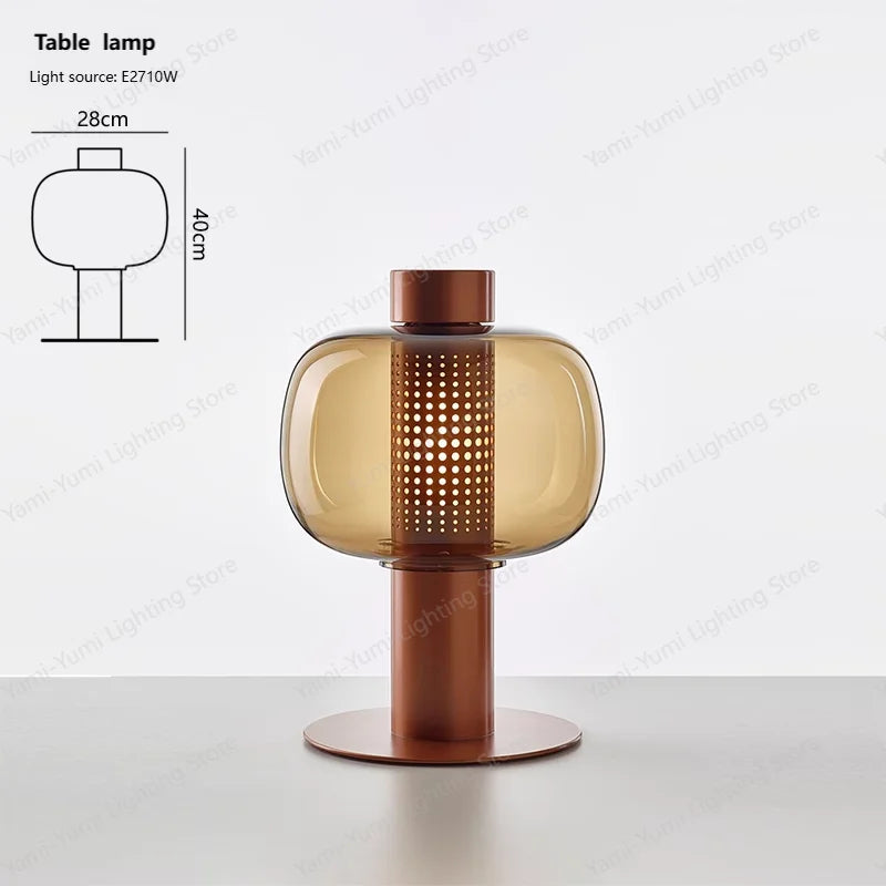 lampe table moderne ambre gris perforations circulaires transparente led 11w 15w chambre salon