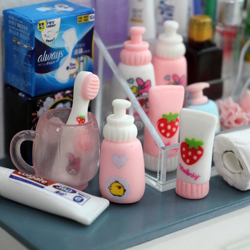 miniatures produits soins personnels rose blanc motifs fruits coeurs cartoon mignon ensemble ACCESSOIRE POUPEE