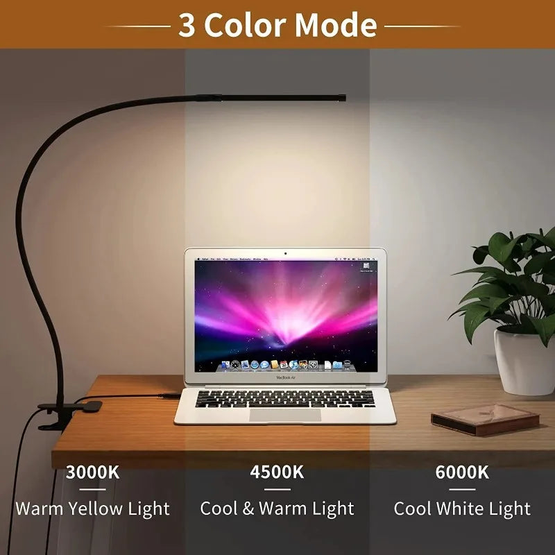 lampe led noir blanc minimaliste clip ajustable 10 niveaux luminosité rechargeable usb