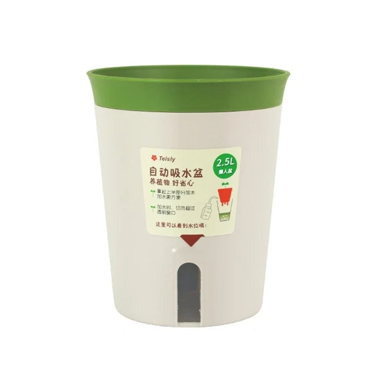 pot plante interieur autoarrosant double couche hydroponique moderne vert beige