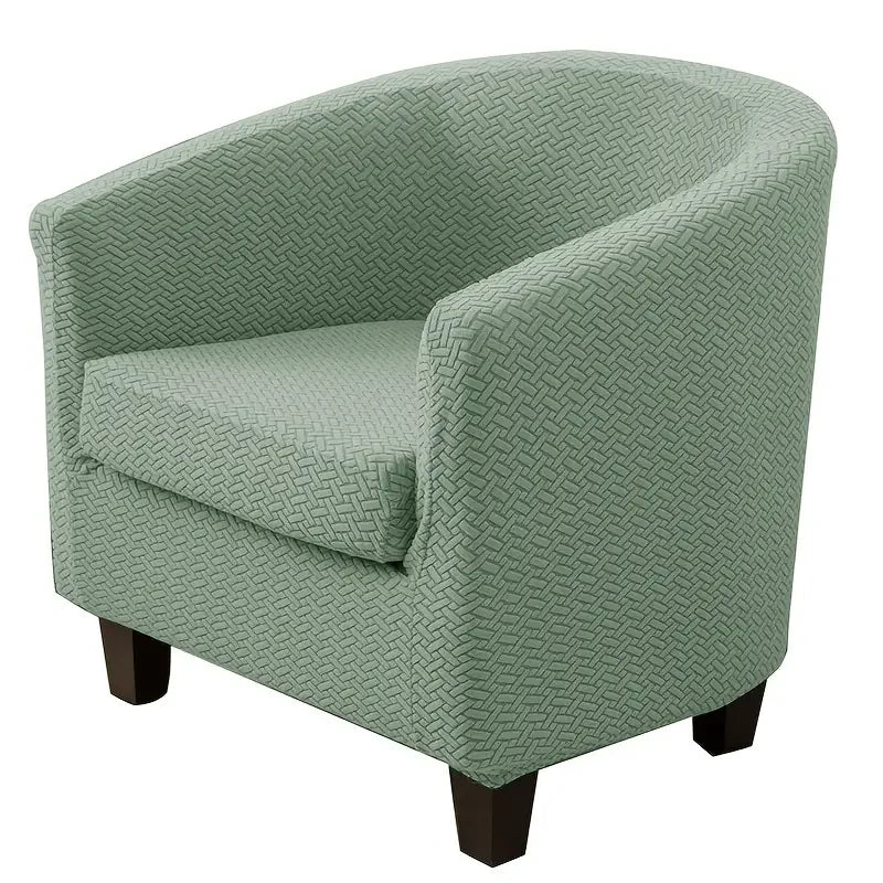 fauteuil moderne housse protectrice tissu motifs géométriques couleur beige gris adhésif fixations machine lavable