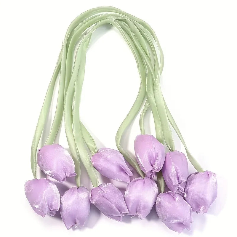 boucles rideau tulipes rose blanc vert violet ruban décoratives floral accessoires bricolage mariage