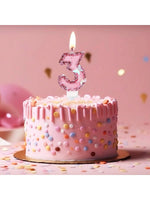 bougies gâteau anniversaire numérotées paillettes papillons rose doré festive decoration tringle