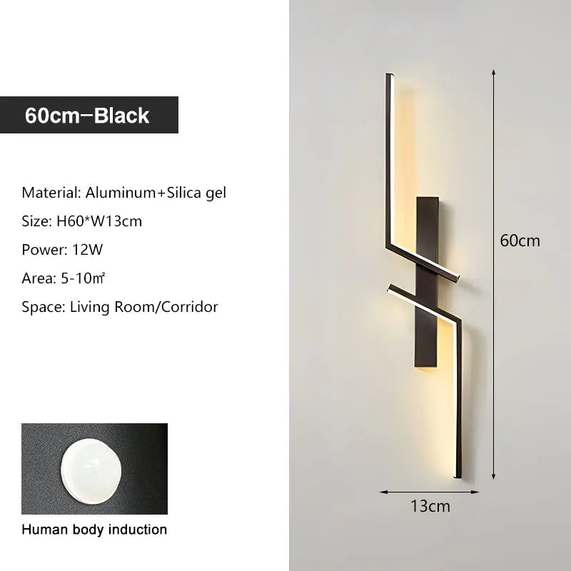 lampe murale contemporaine led noir doré simple éclairage quotidien chambre cuisine salon entrée étude