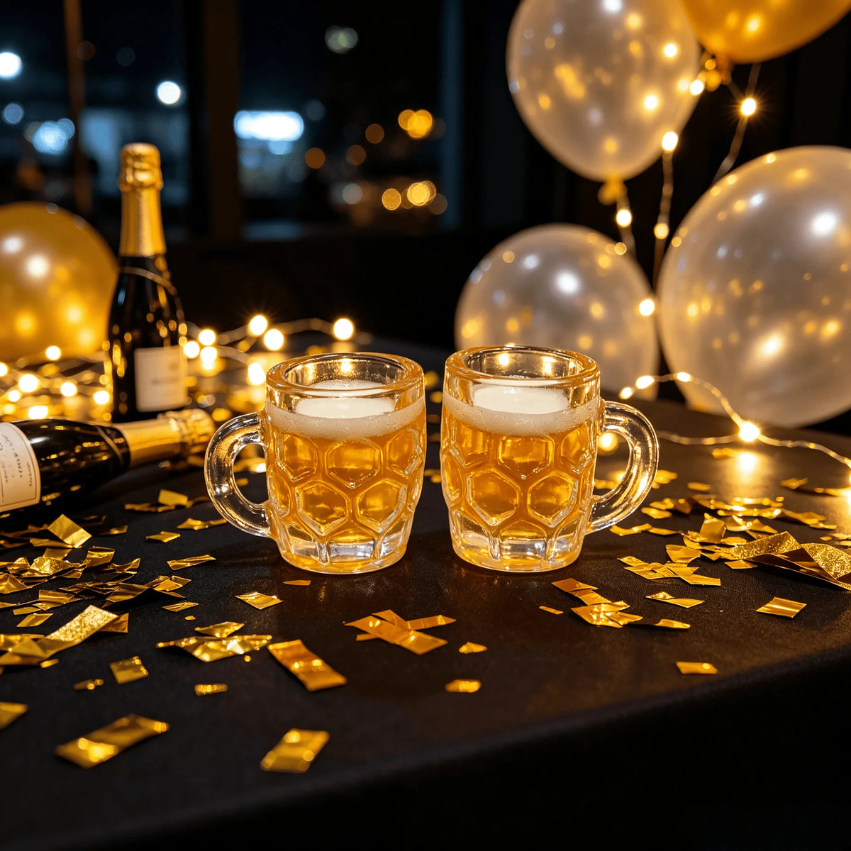 verres bière miniatures transparents plastique motif hexagonal décoration festive maison poupée jeu imitation