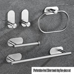 support rangement salle bain argenté moderne porte serviettes papier toilette adhésif minimaliste pièces